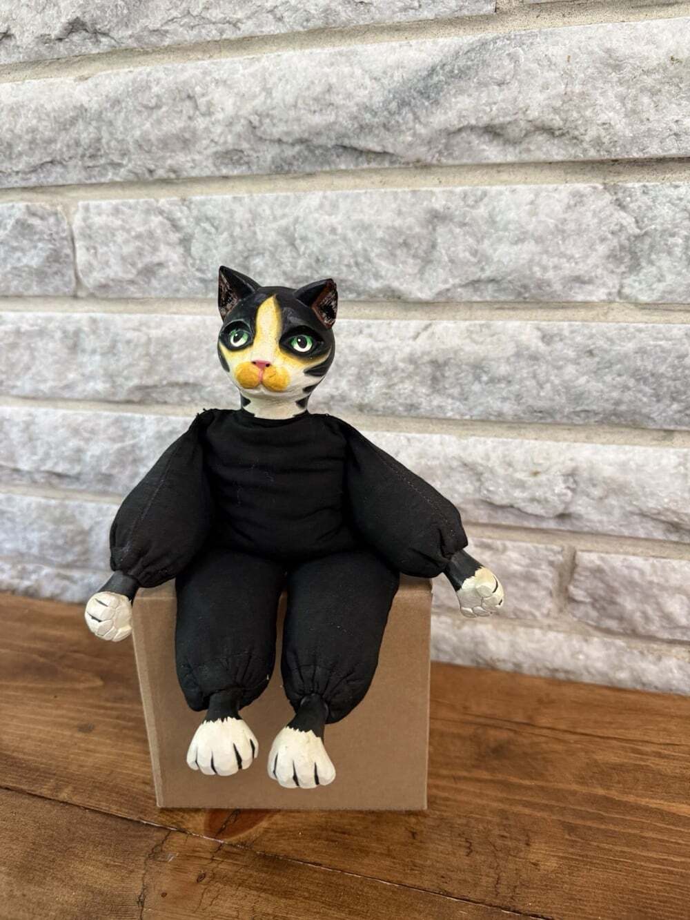 Vintage Wangs Anthropomorphic Cat Kitty Doll Green Eyes Stuffed Animal Weighted